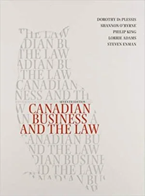 Test Bank For Canadian Business and the Law