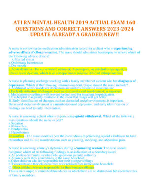 2023-2024 ATI RN Mental Health Practice Exam With Answers (61 Solved Questions)
