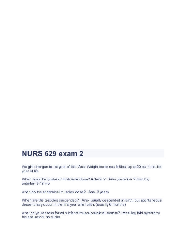 2023 NURS629 Maryville University Prenatal MVU Exam 2 With Answers (115 Solved Questions)
