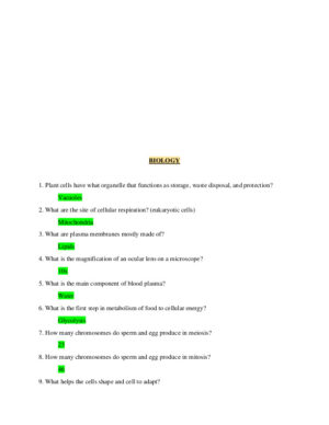 2022 HESI Biology A2 Exam With Answers (25 Solved Questions)