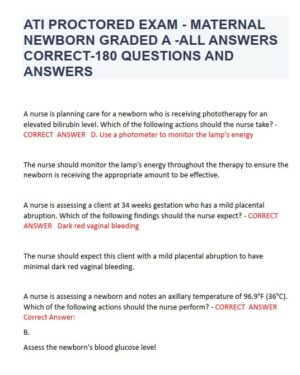 ATI Pediatrics Proctored Exam with Answers (95 Solved Questions)