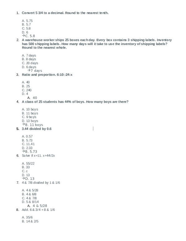 HESI Mathematics Practice Exam With Answers (55 Solved Questions)