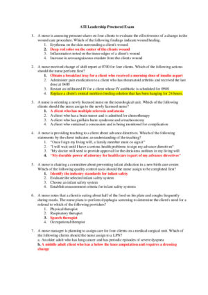 2019 ATI RN Leadership Proctored Exam Version 2 With Answers (70 Solved Questions)