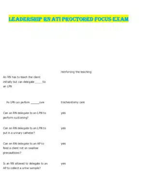 ATI RN Leadership Proctored Focus Exam With Answers (76 Solved Questions)