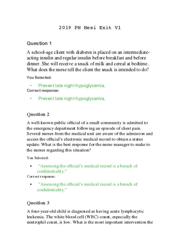 2019 HESI PN Prenatal Exit Exam VI With Answers (160 Solved Questions)