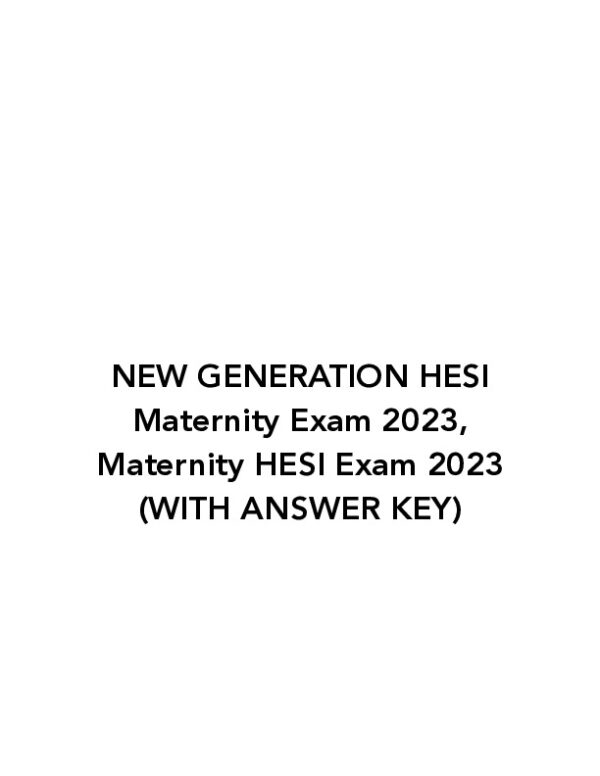 2023 HESI Maternity Practice Exam With Answers (14 Solved Questions)