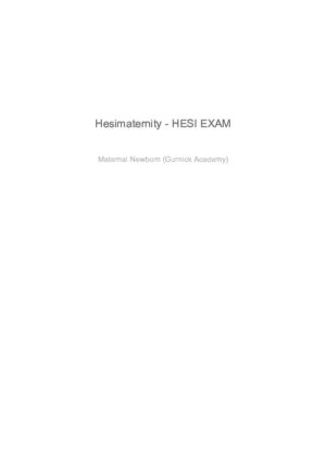 HESI Gurnick Academy Maternity Practice Exam With Answers (73 Solved Questions)