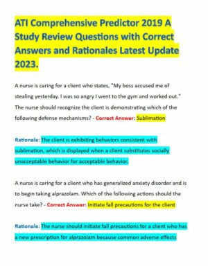 2019 ATI RN Comprehensive Exam with Answers (150 Solved Questions)