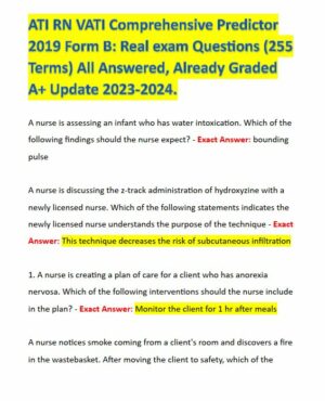 2019 ATI RN Comprehensive Exam with Answers (255 Solved Questions)