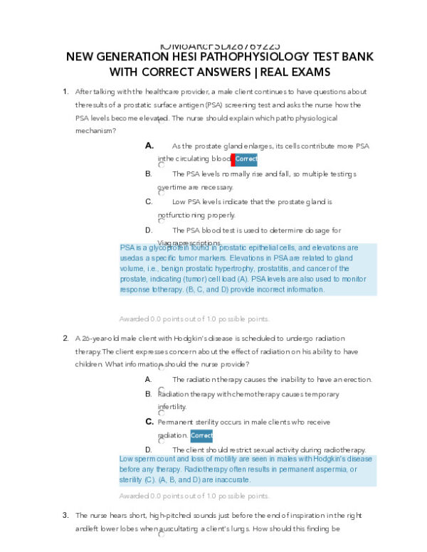 HESI Pathophysiology Test Bank With Answers (50 Solved Questions)