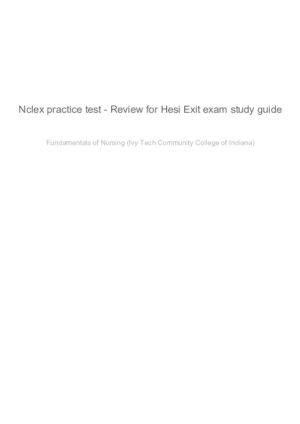 HESI Fundamentals of Nursing Practice Exit Exam With Answers (46 Solved Questions)