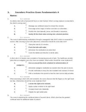 HESI Saunders Fundamentals Practice Exam With Answers (50 Solved Questions)
