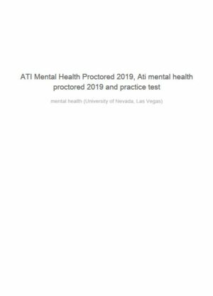 2019 ATI Mental Health Proctored Exam with Answers (85 Solved Questions)