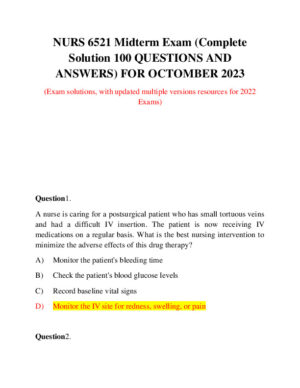 2023 NURS6521 Pharmacology Midterm Exam With Answers (14 Solved Questions)