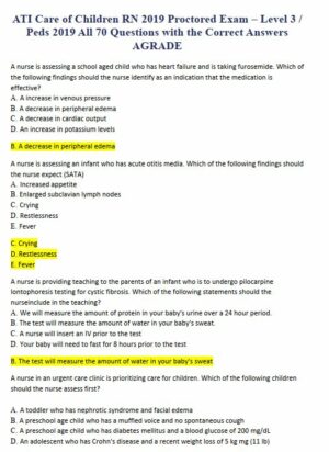 2019 ATI RN Proctored Exam with Answers (50 Solved Questions)