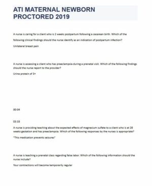 2019 ATI RN Proctored Exam with Answers (74 Solved Questions)
