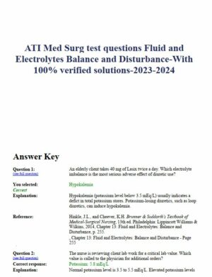 2022-2023 ATI Medical Surgical Practice Exam with Answers (105 Solved Questions)