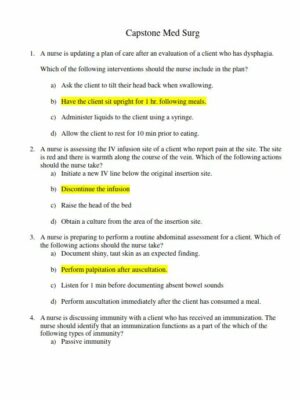 2023 ATI Medical Surgical Capstone Exam with Answers (52 Solved Questions)
