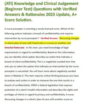 2023 ATI Clinical Analysis Practice Exam with Answers (68 Solved Questions)