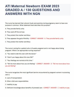 2023 ATI RN Practice Exam with Answers (129 Solved Questions)