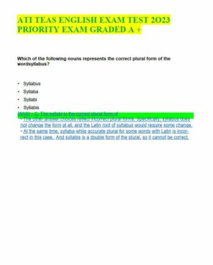 2023 ATI English and language usage Teas Exam with Answers (20 Solved Questions)