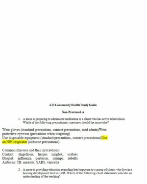 2023-2024 ATI Community Health Practice Exam with Answers (50 Solved Questions)