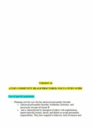 2023-2024 ATI Community Health Practice Exam with Answers (260 Solved Questions)
