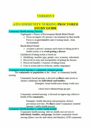 2023-2024 ATI Community Health Practice Exam with Answers (65 Solved Questions)
