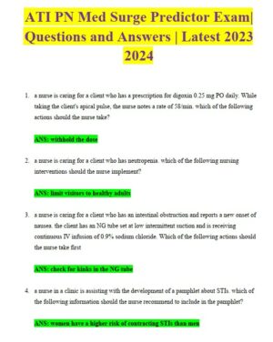 2023-2024 ATI PN Practice Exam with Answers (88 Solved Questions)