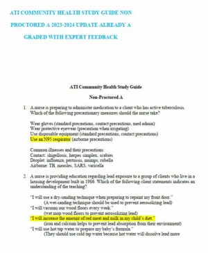 2023-2024 ATI Community Health Proctored Exam with Answers (50 Solved Questions)