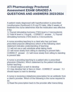 2023-2024 ATI Pharmacology Proctored Exam with Answers (125 Solved Questions)
