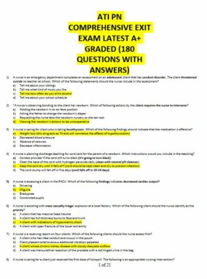 ATI PN Comprehensive Exam with Answers (180 Solved Questions)