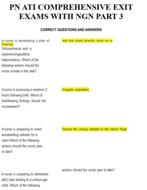 ATI PN Exit Exam Exam with Answers (145 Solved Questions)