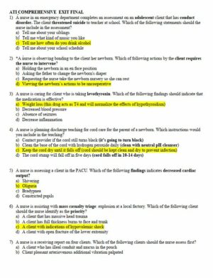 ATI RN Exit Exam Exam with Answers (180 Solved Questions)