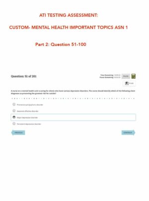 ATI Mental Health Practice Exam with Answers (50 Solved Questions)