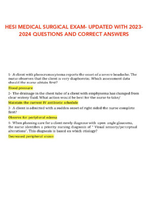 2023-2024 HESI Medical Surgical Practice Exam With Answers (43 Solved Questions)