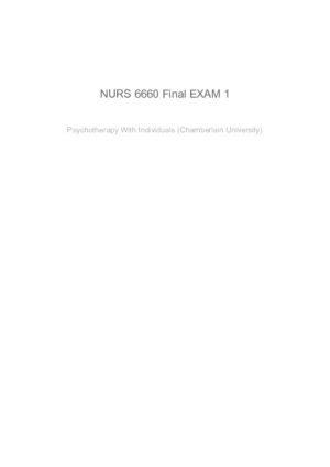 NURS6660 Chamberlain University Psychotherapy With Individuals Final Exam With Answers (44 Solved Questions)