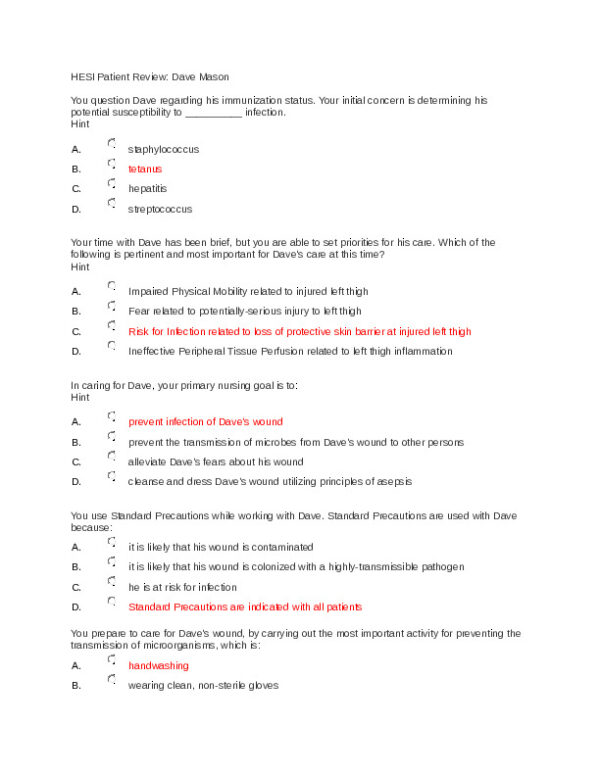 HESI LPN Patient Review With Answers (33 Solved Questions)