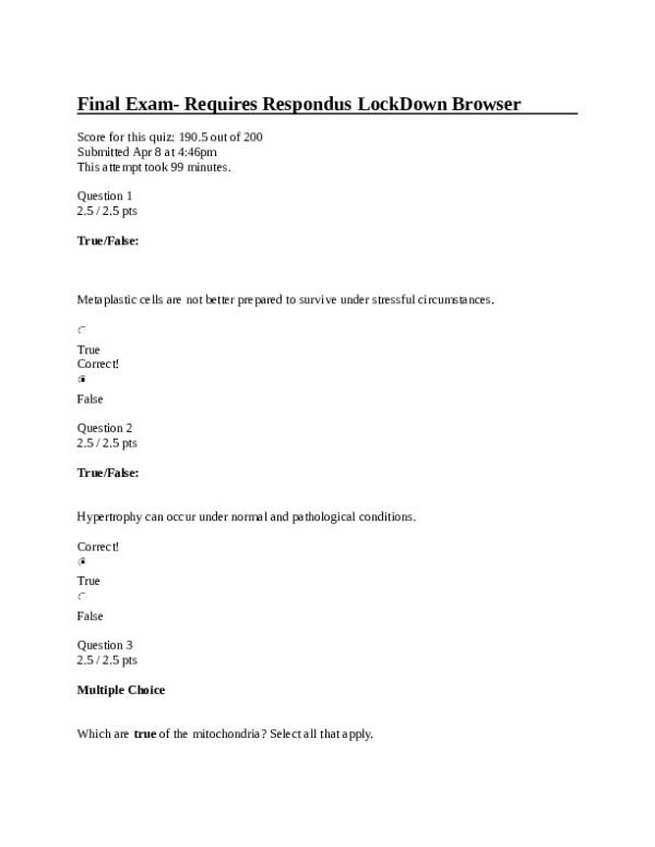 NURS231 Portage Learning Pathophysiology Final Exam With Answers (42 Solved Questions)
