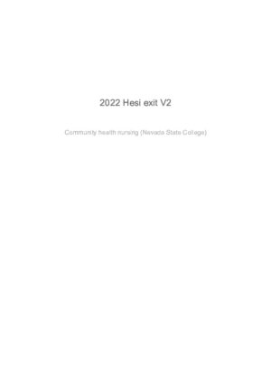 2020 HESI Nevada state College Community Health Nursing Exit Exam Version 2 With Answers (160 Solved Questions)