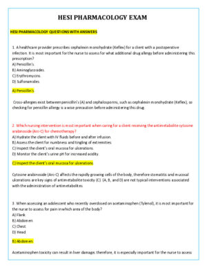 HESI Pharmacology Practice Exam With Answers (9 Solved Questions)