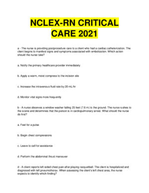 2021 NCLEX RN Critical Care Practice Exam With Answers (92 Solved Questions)