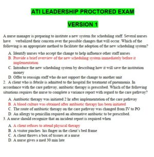 ATI Leadership Proctored Exam with Answers (138 Solved Questions)