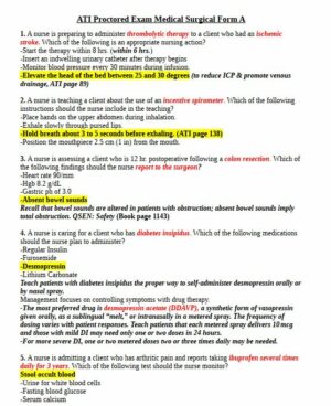 ATI Medical Surgical Proctored Exam with Answers (100 Solved Questions)