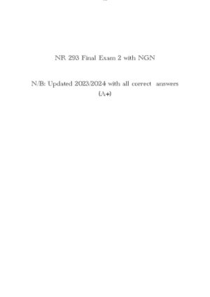 2023-2024 NR293 Pharmacology Final Exam 2 with NGN With Answers (60 Solved Questions)