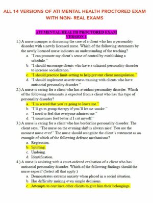 ATI Mental Health Proctored Exam with Answers (129 Solved Questions)