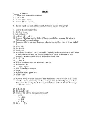 HESI Chamberlain university Mathmatics A2 Exam Version 2 With Answers (54 Solved Questions)