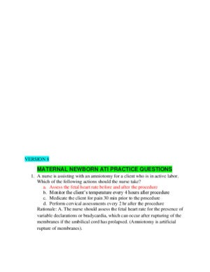 ATI RN Maternal Newborn Proctored Exam Version 8 With Answers (5 Solved Questions)