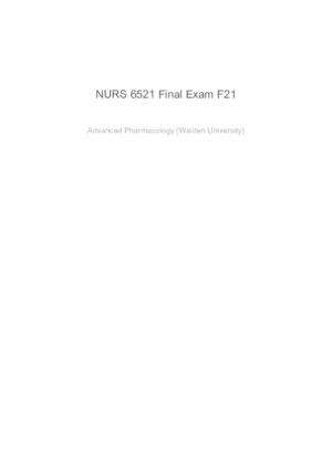 NURS6521 Walden University Advanced Pharmacology Final Exam With Answers (98 Solved Questions)