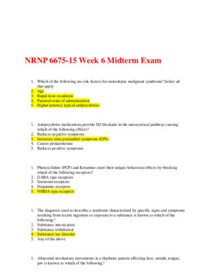 NRNP6675 Psychotherapy Midterm Exam Week 6 With Answers (16 Solved Questions)